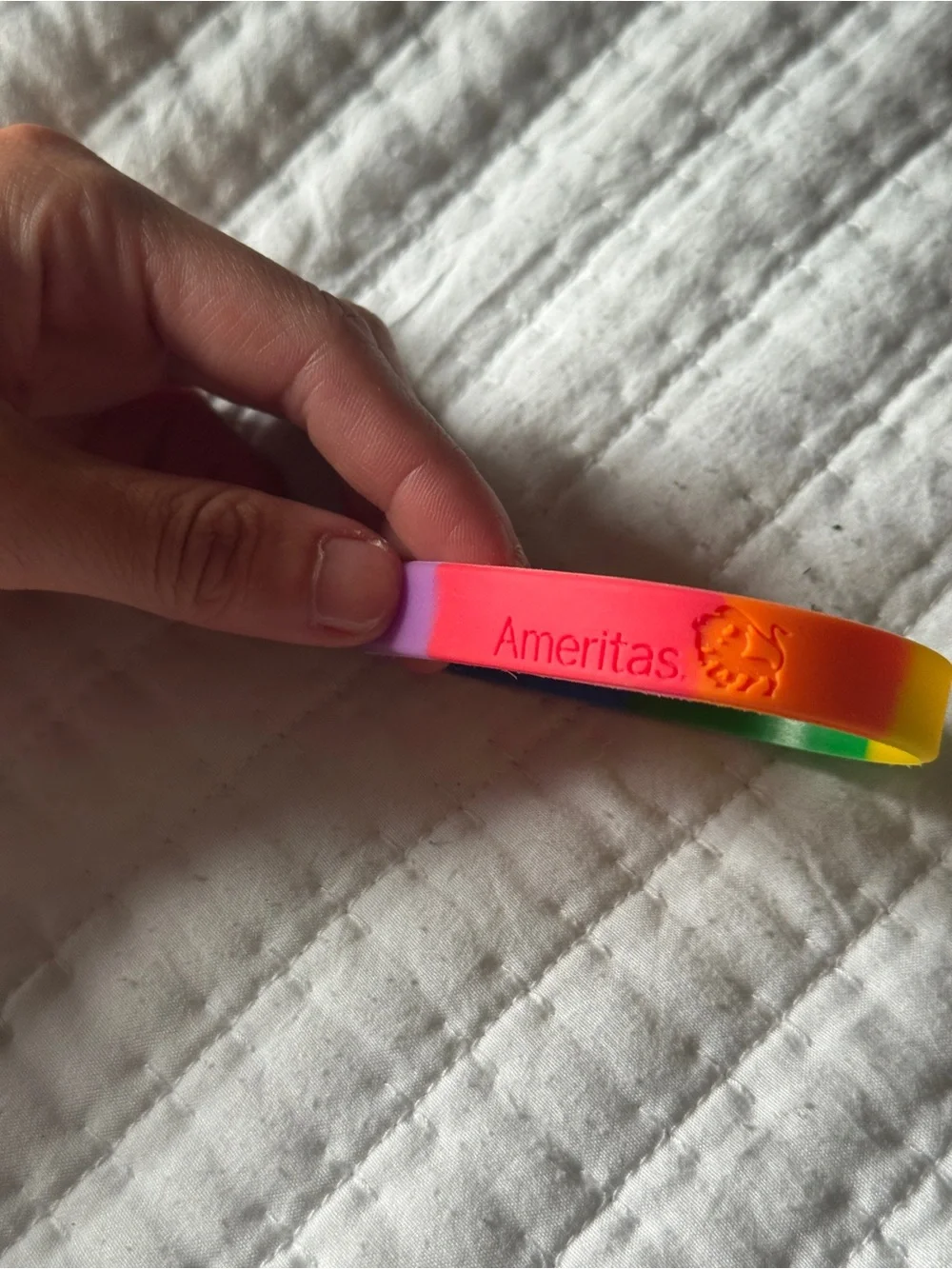 Ameritas Rainbow Silicone Wristband Bracelet Pride Promo Rubber Band 8 Inch